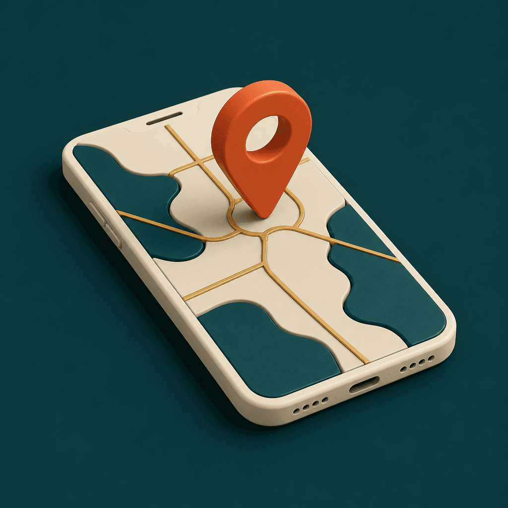 Phone with a map and a location pin
